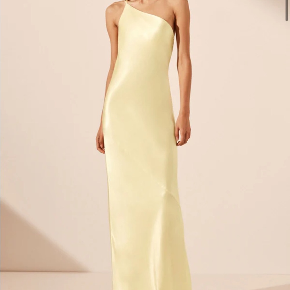 Shona Joy Light Yellow Satin Dress